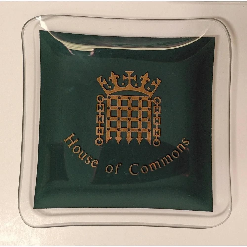 3 PC UK Portcullis Art Glass Trinket Ashtray‎ House Of Commons, Copthorne, Dene - Picture 2 of 7